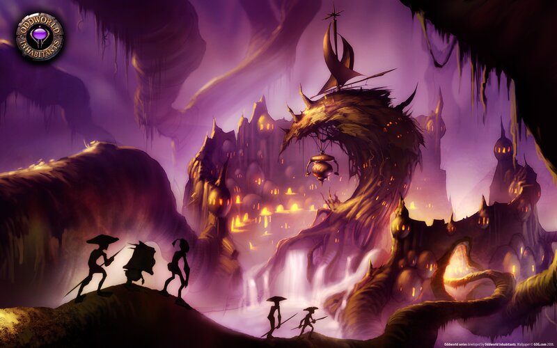 Silhouetted Figures in Cave — Purple