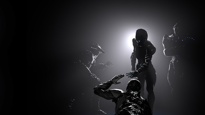 Silhouetted Figures in Dark Room — Black, Dramatic