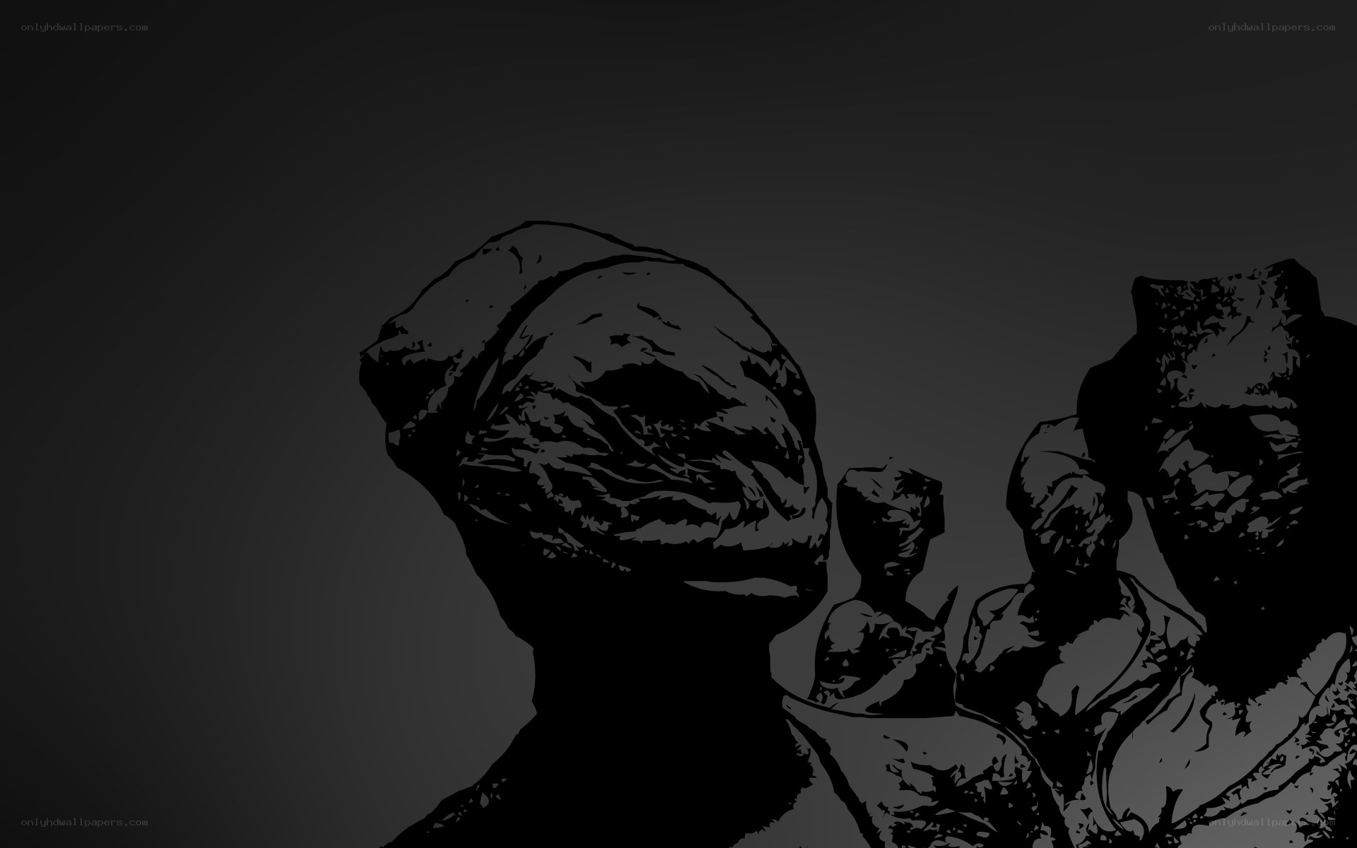 silhouetted figures in dark scene