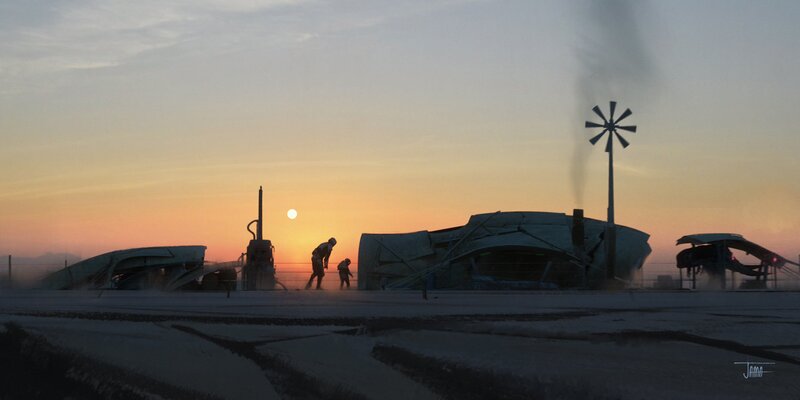 Silhouetted Figures in Desert