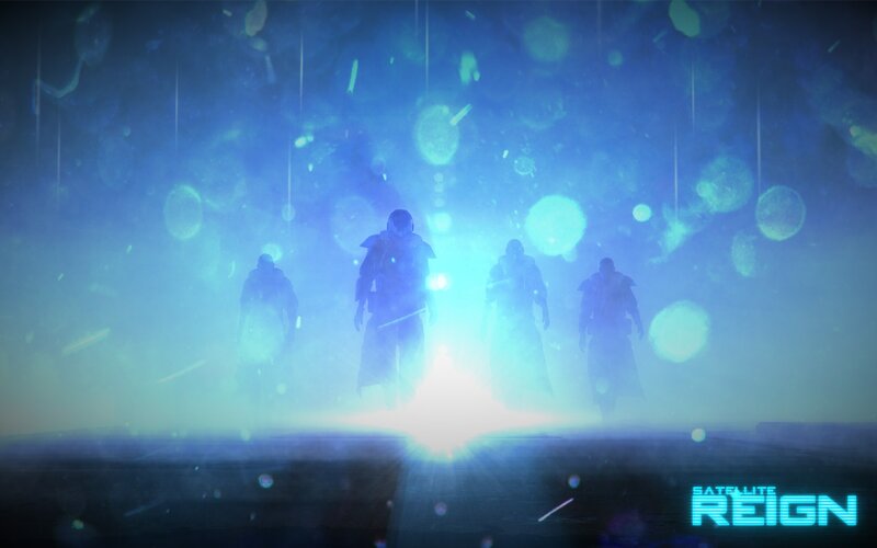 Silhouetted Figures in Fog — Blue, Dramatic, Night