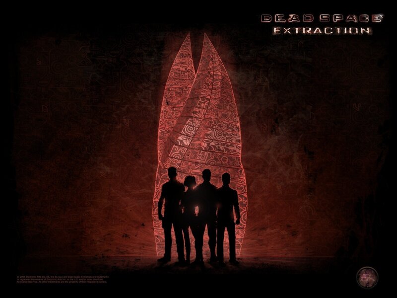 Silhouetted Figures in Front of Alien Structure