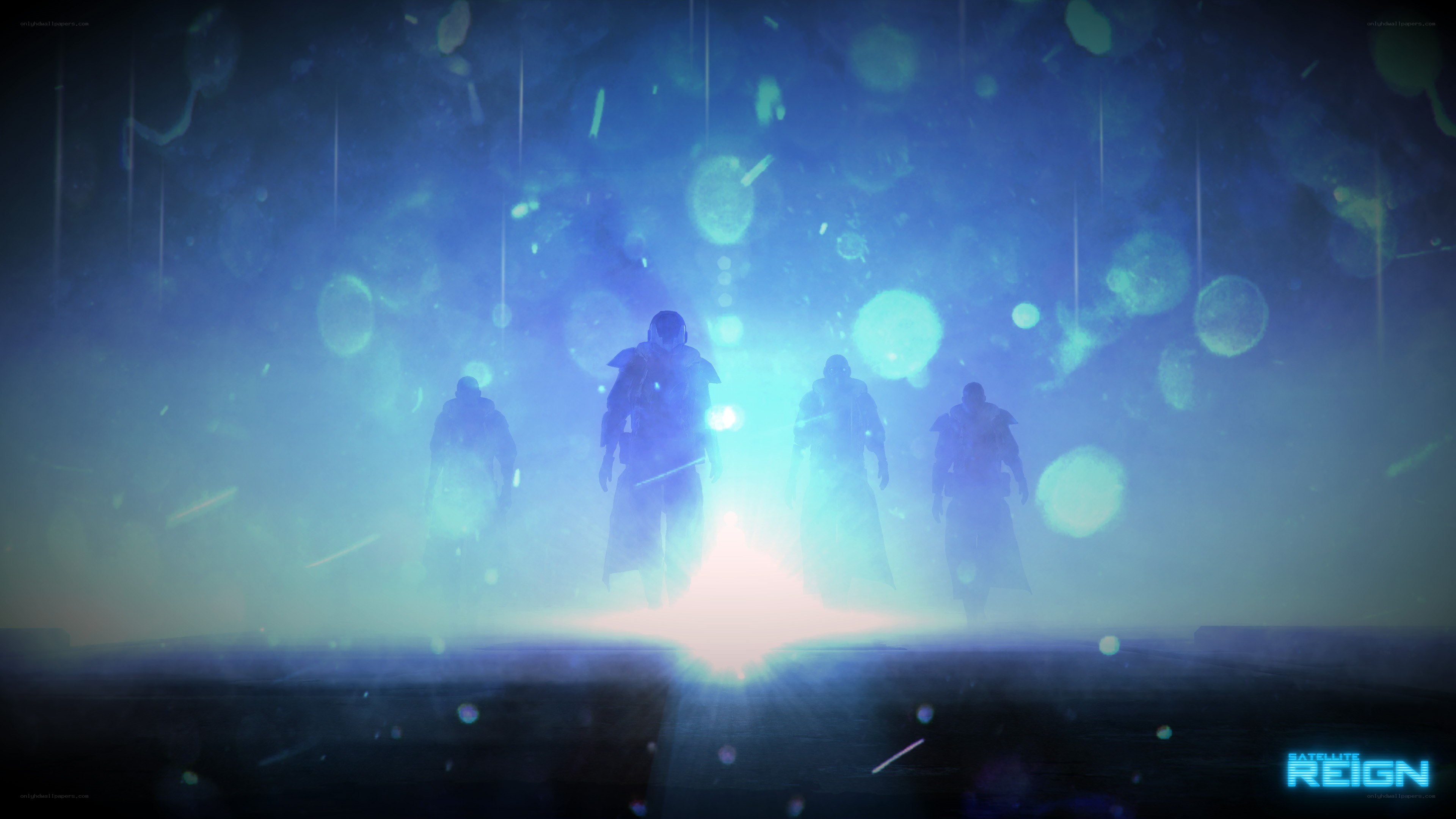 silhouetted figures in glowing mist