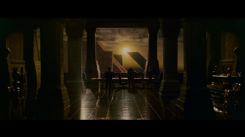Silhouetted Figures in Hall