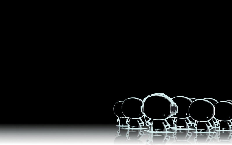 silhouetted figures in line