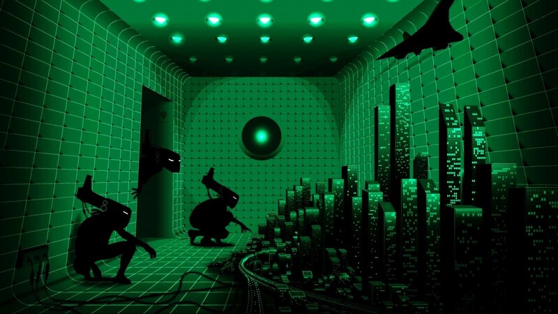 Silhouetted Figures in Room