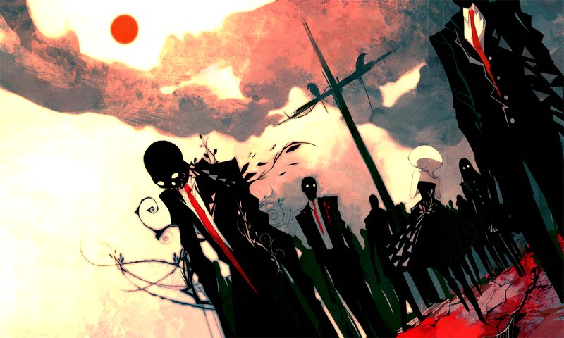 Silhouetted Figures in Suits — Black