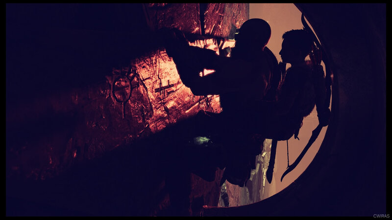 Silhouetted Figures in Tunnel — Black, Dark, Dramatic
