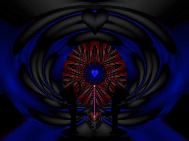 Silhouetted Figures in Tunnel — Blue