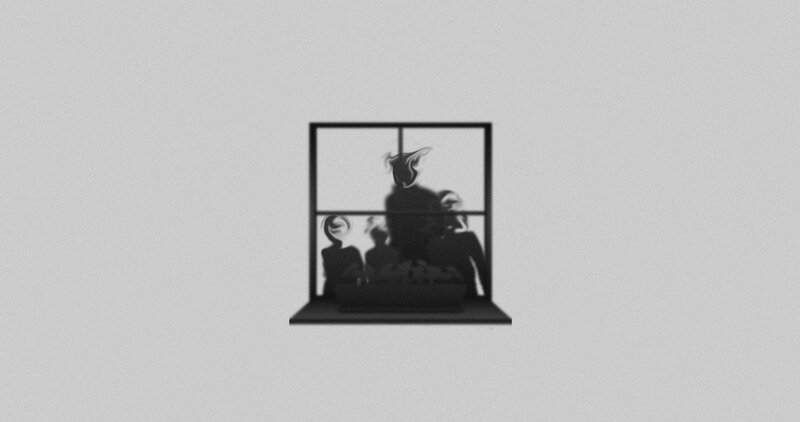 Silhouetted Figures in Window