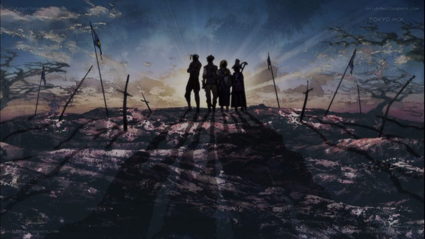 silhouetted figures on a battlefield