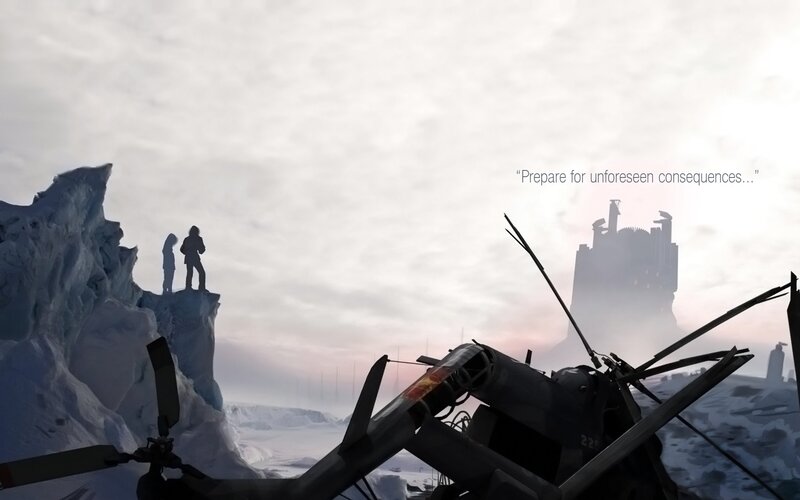 Silhouetted Figures on Cliff — White