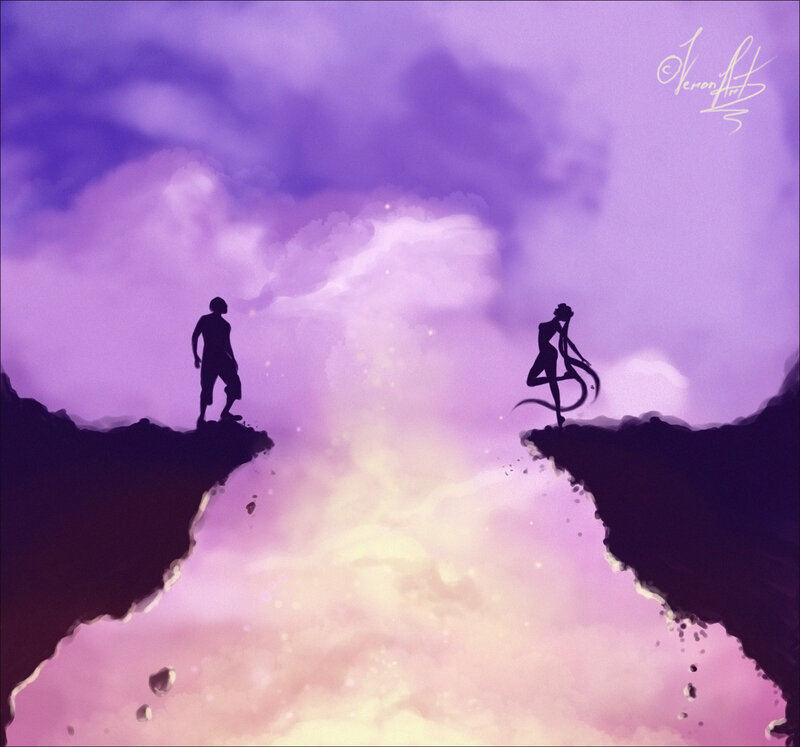 Silhouetted Figures on Cliffs