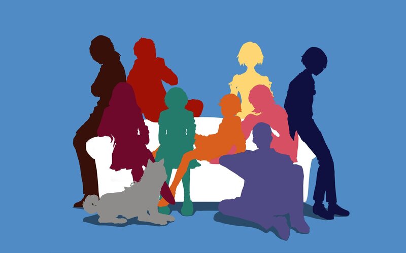Silhouetted Figures on Couch