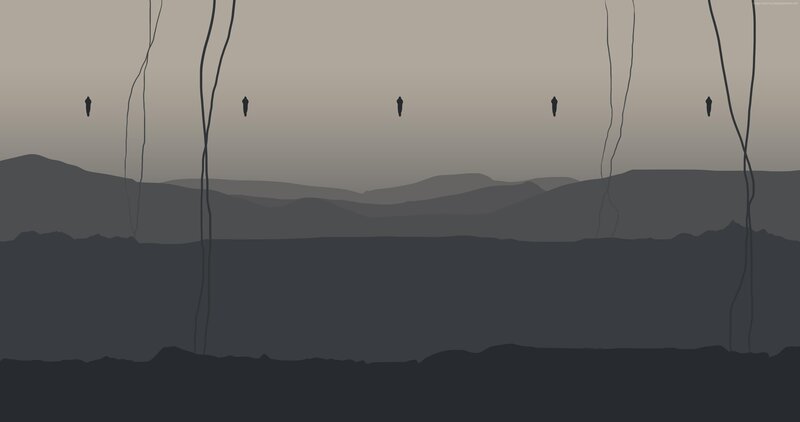 Silhouetted Figures on Hills — Gray, Somber