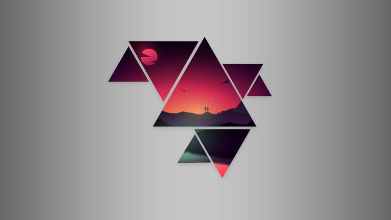 Silhouetted Figures on Mountain