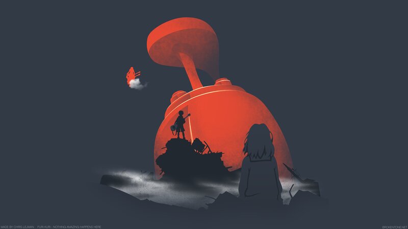 Silhouetted Figures on Wreckage
