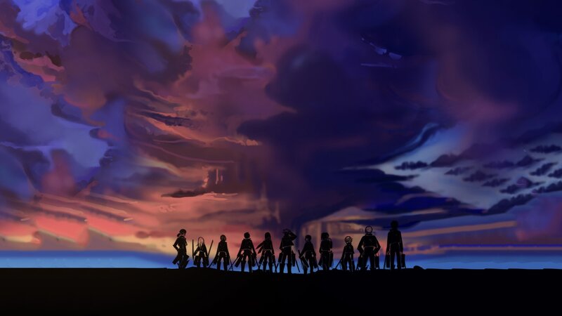 Silhouetted Figures Standing