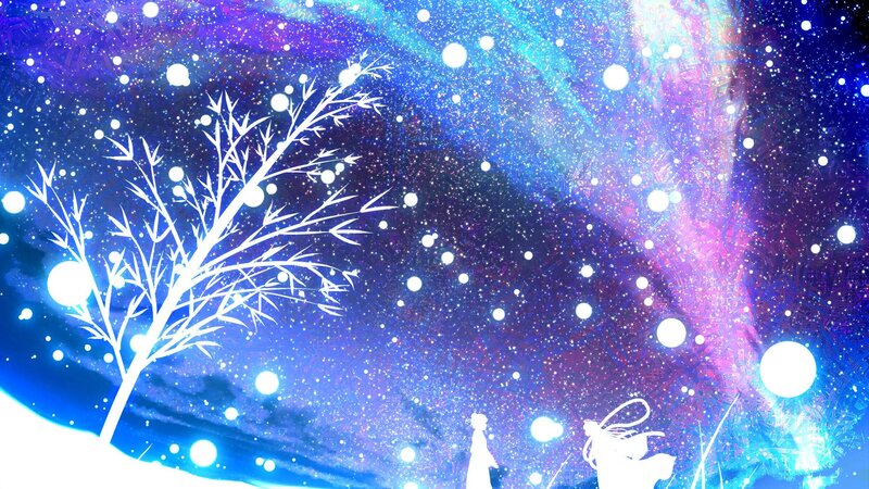 Silhouetted Figures under Stars — Blue