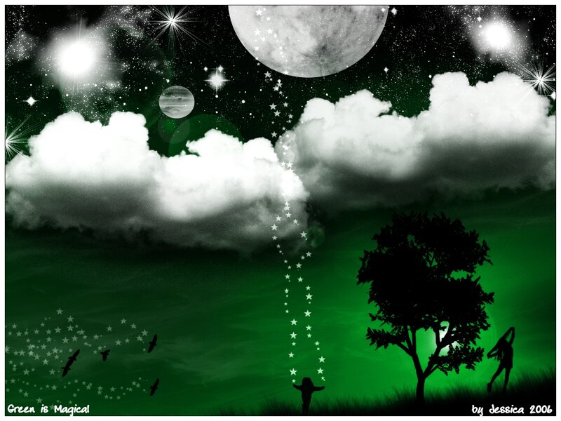Silhouetted Figures under Stars