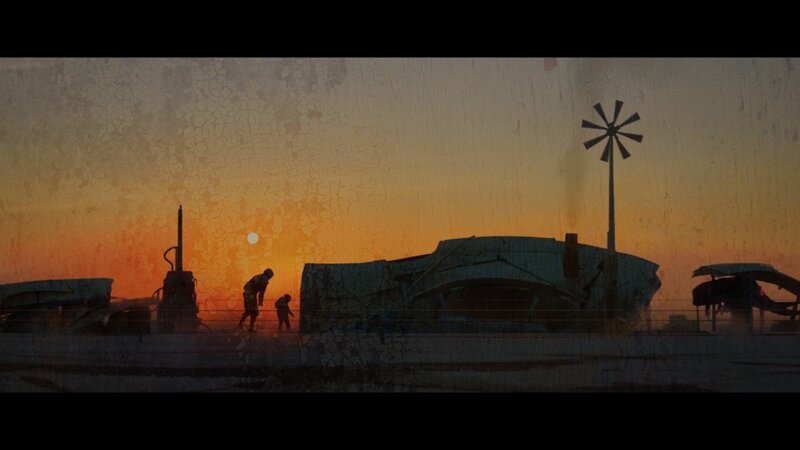 Silhouetted Figures Walking — Orange, Dramatic