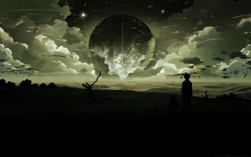Silhouetted Figures Watching Sky