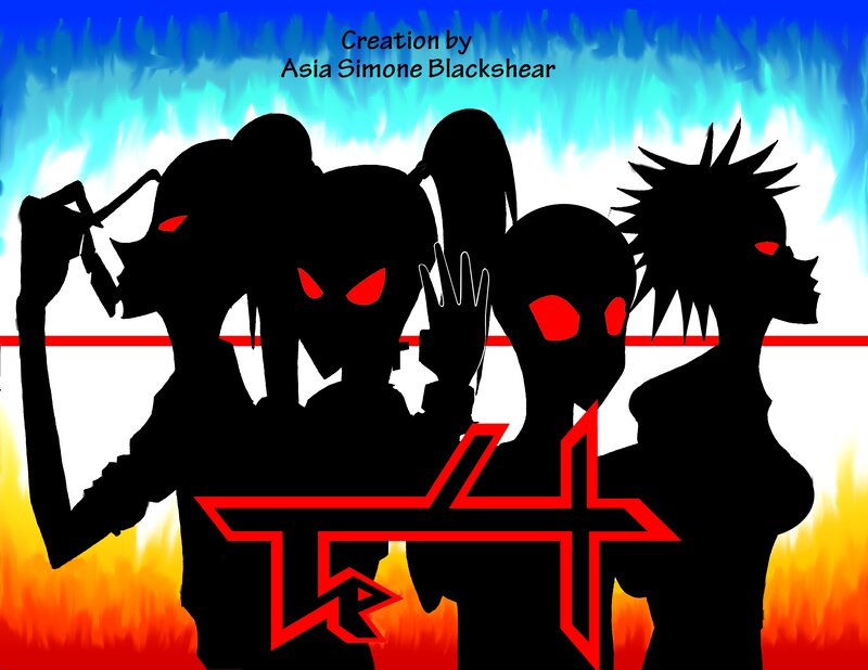 Silhouetted Figures with Red Eyes