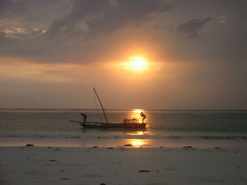 Silhouetted Fishing Boat