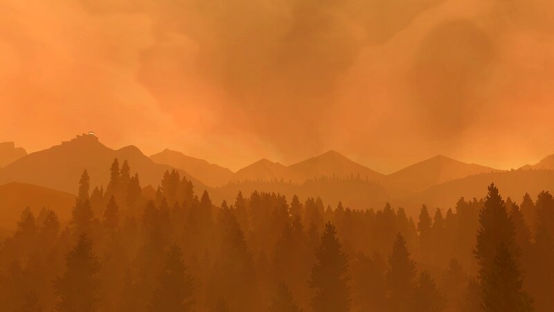 Silhouetted Forest and Mountains — Orange