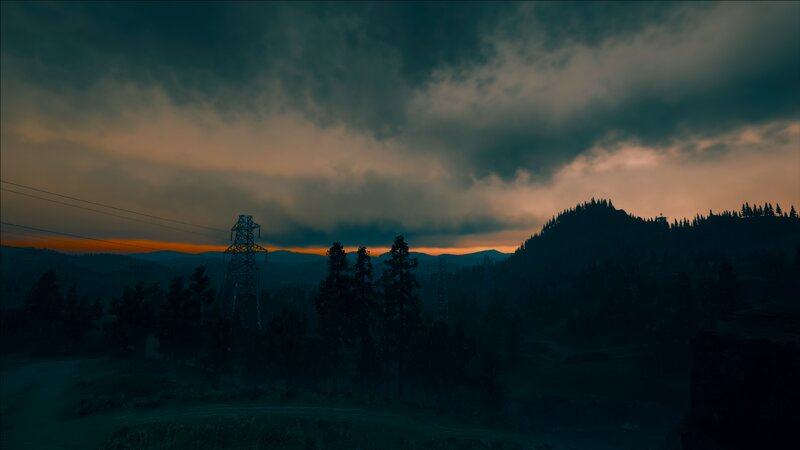 Silhouetted Forest Landscape — Dark Blue