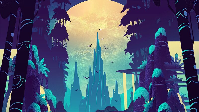 Silhouetted Forest Landscape