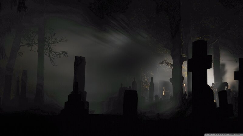 Silhouetted Gravestones — Black
