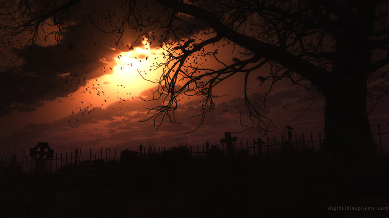 Silhouetted Graveyard — Orange