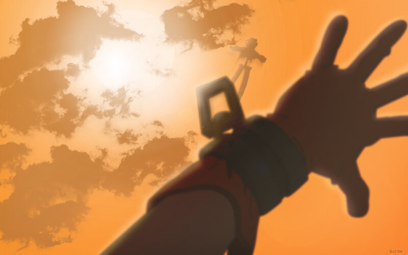 Silhouetted Hand Reaching — Orange, Dramatic