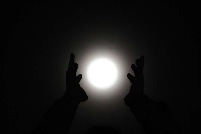 Silhouetted Hands Reaching — Black, Dramatic