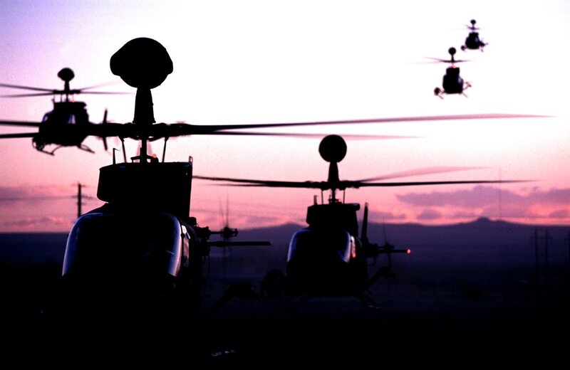 Silhouetted Helicopters — Purple