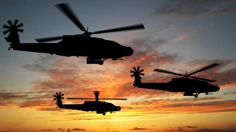 Silhouetted Helicopters