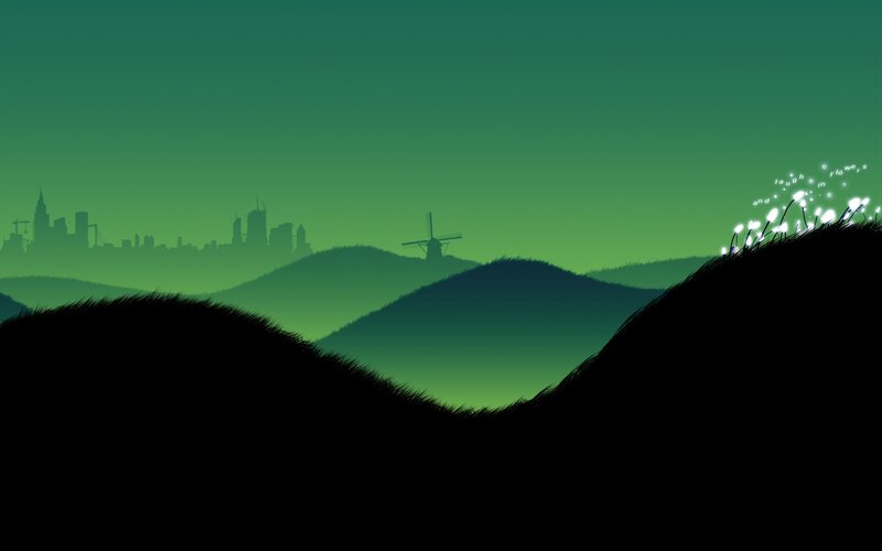 Silhouetted Hills and City
