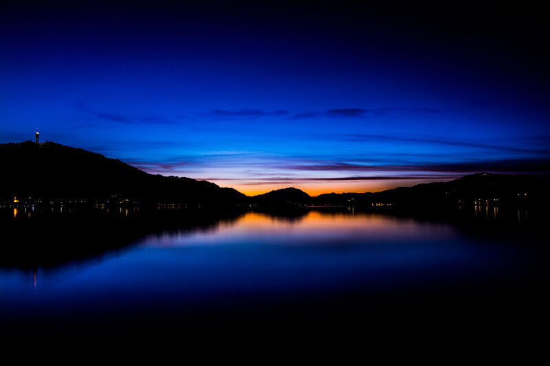 Silhouetted Hills at Dusk — Blue