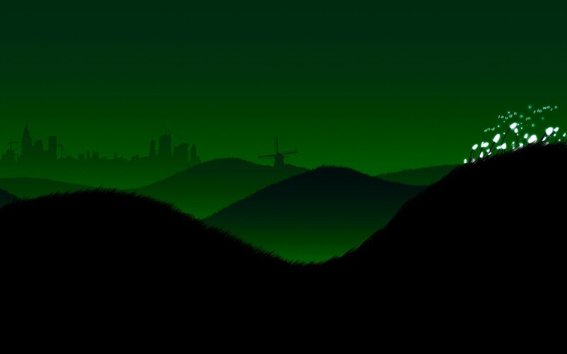 Silhouetted Hills at Night