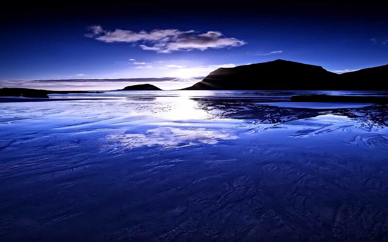 Silhouetted Hills at Sunset — Blue