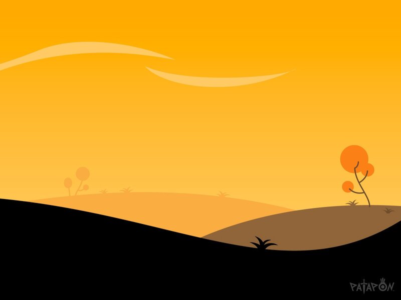 Silhouetted Hills at Sunset — Orange, Serene, Digital Art, Trees