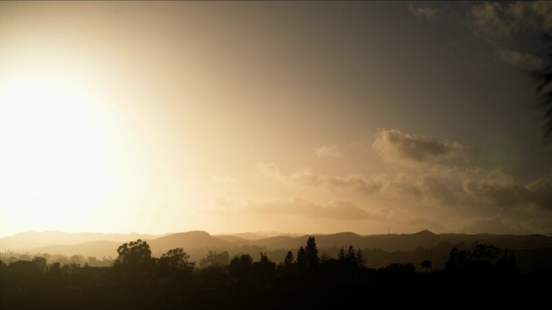 Silhouetted Hills at Sunset — Orange, Serene, Photograph, Trees, Clouds
