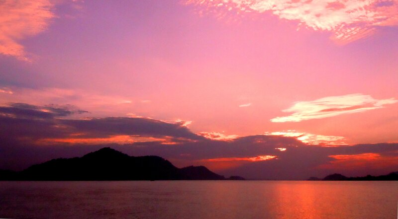 Silhouetted Hills at Sunset — Pink