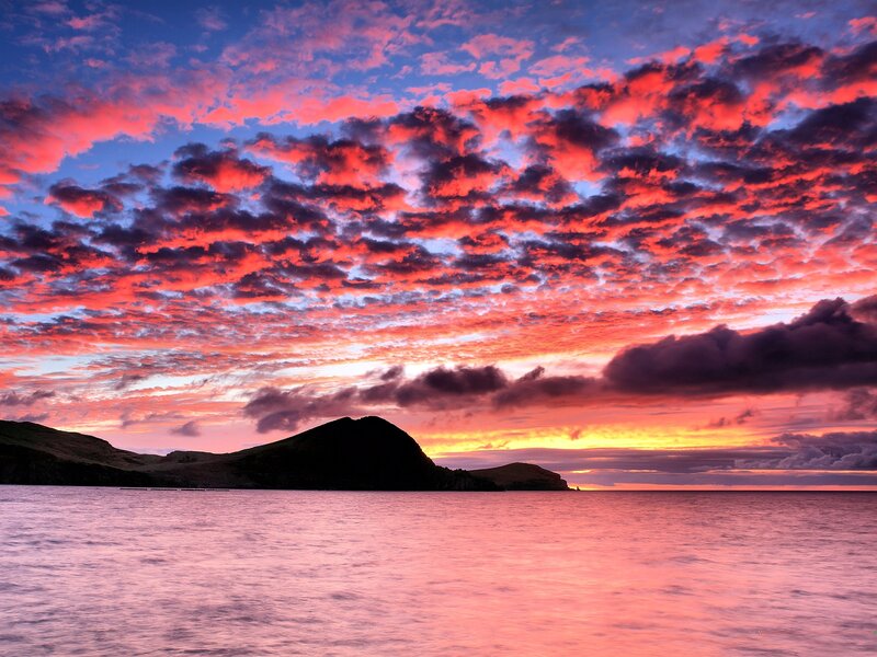 Silhouetted Hills at Sunset — Red, Dramatic