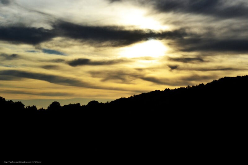 Silhouetted Hills at Sunset — Yellow