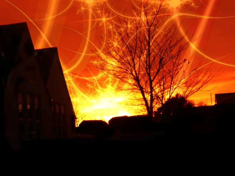 Silhouetted House and Tree