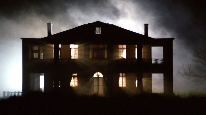 Silhouetted House at Night
