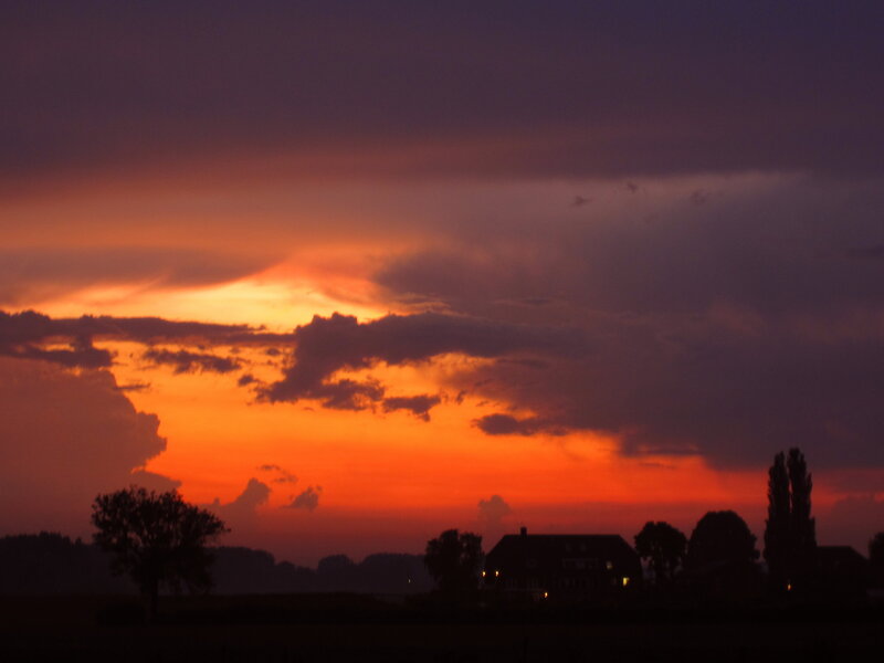 Silhouetted House at Sunset — Orange