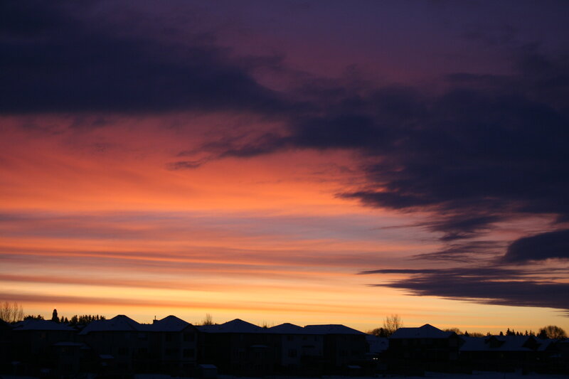Silhouetted Houses at Dusk — Orange, Dramatic